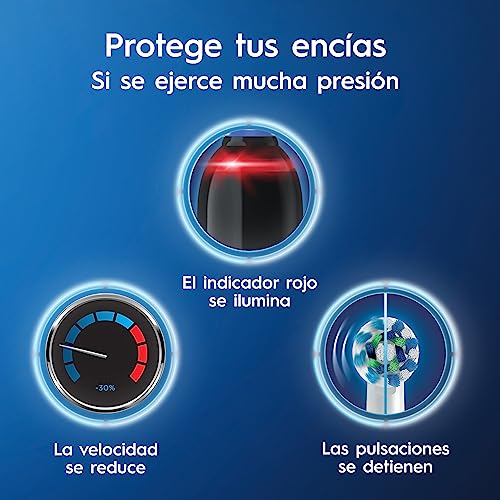 Oral B Cepillo de Dientes Eléctrico Recargable Pro 2000 + 1 Repuesto Sensi Ultrafino + 1 Repuesto CrossAction, con Tecnología Braun, Cabezal Redondo y Mango Ergonómico